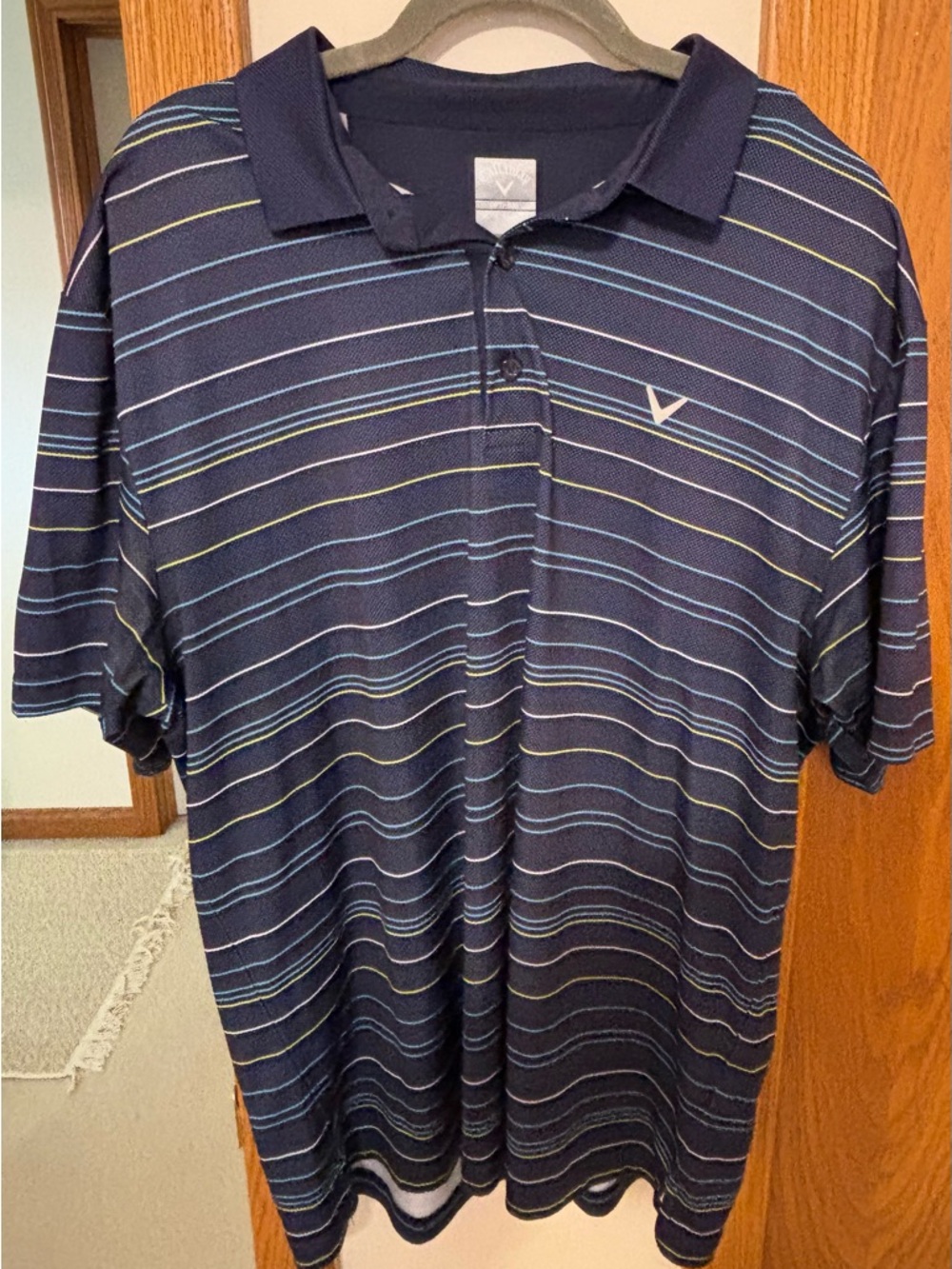 Callaway Men’s Navy Striped Polo Shirt XL